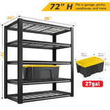 REIBII 35.5" W x 72" H Metal Shelving, 2500 LBS Adjustable Storage Shelves for Garage, Basement, Kitchen and Pantry