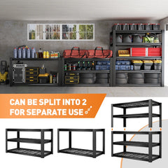 REIBII 35.5" W x 72" H Metal Shelving, 2500 LBS Adjustable Storage Shelves for Garage, Basement, Kitchen and Pantry