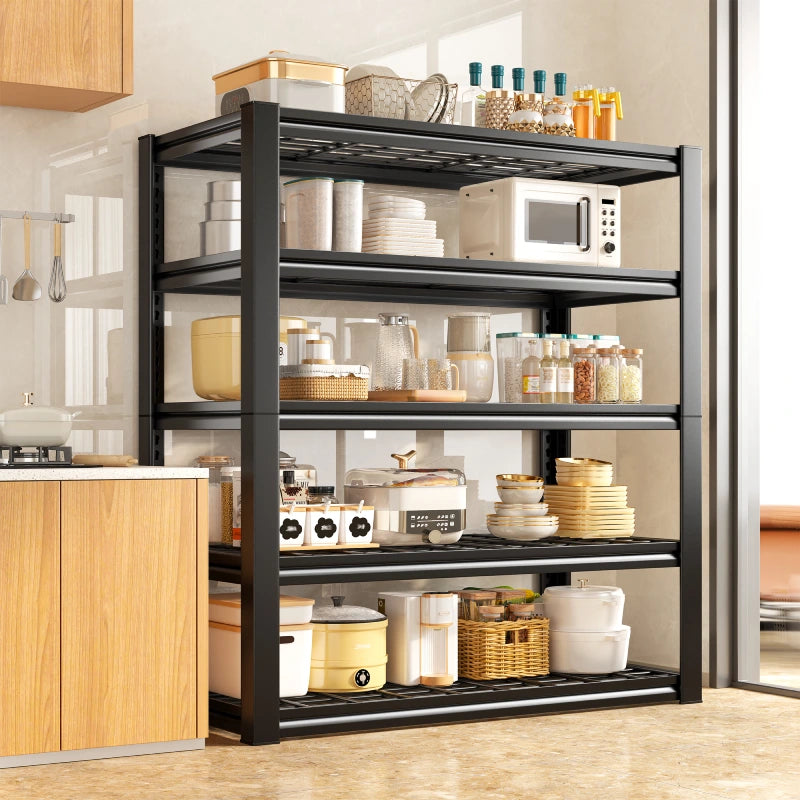 REIBII 35.5″ W × 72″ H Metal Shelving, 2500lbs Adjustable Storage Rack for Garage, Basement, Kitchen, Pantry & Small Spaces