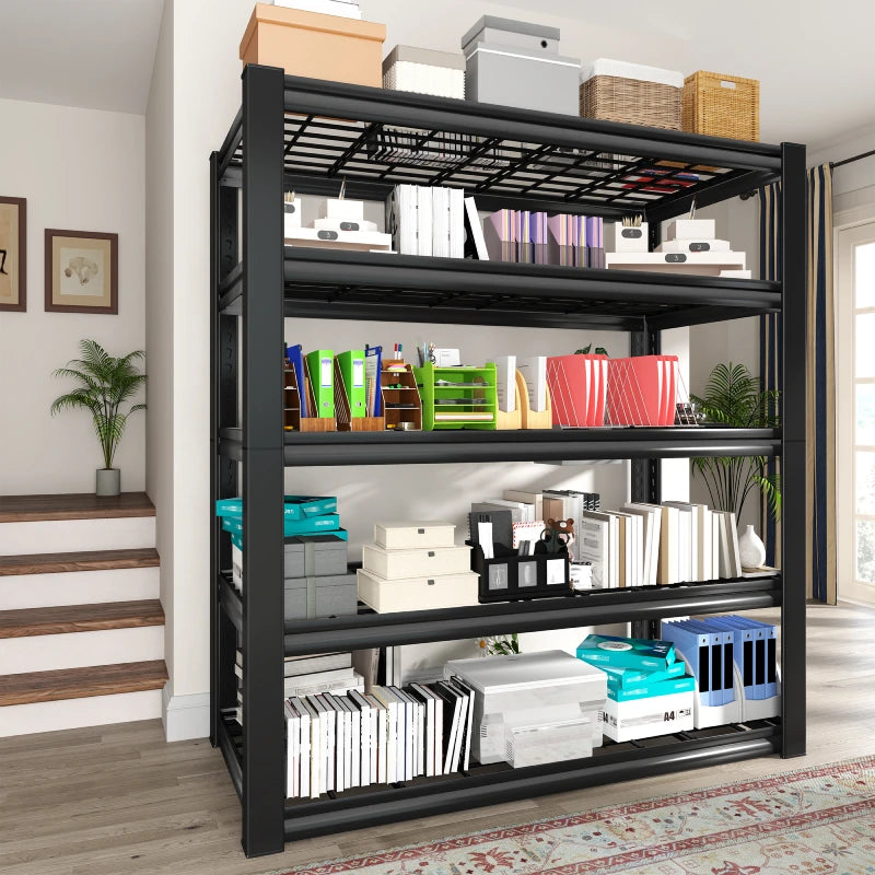 REIBII 35.5″ W × 72″ H Metal Shelving, 2500lbs Adjustable Storage Rack for Garage, Basement, Kitchen, Pantry & Small Spaces
