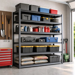 REIBII 6-tier 60″W 3500lbs Heavy-Duty Storage Shelving, Adjustable Metal Shelves for Industrial, Garage, Warehouse, Basement
