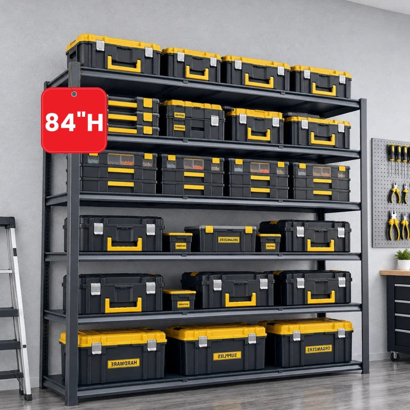 REIBII 6-tier 60″W 3500lbs Heavy-Duty Storage Shelving, Adjustable Metal Shelves for Industrial, Garage, Warehouse, Basement