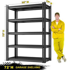 REIBII 31.7"W Garage Shelving Unit, Adjustable 5-Tier Metal Shelving Unit, Sturdy Metal Shelving for Basement, Warehouse