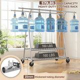 Raybee 570 LBS Heavy Duty Rolling Clothes Rack with Shelves, Adjustable Commercial Clothing Rack