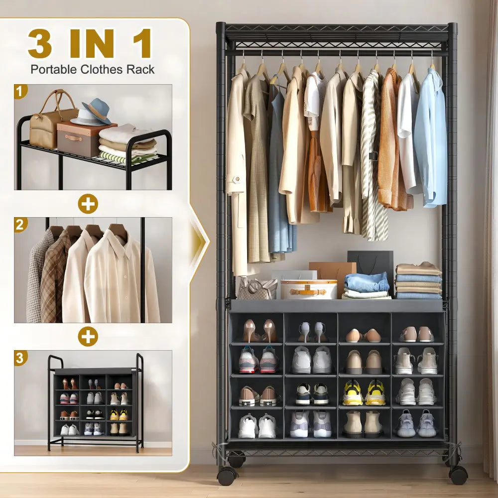 3 in 1 Portable Clothes Rack