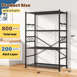 Heavy Duty Storage Shelves with Hooks, 36" Metal Garage Shelving Unit 800lb Capacity