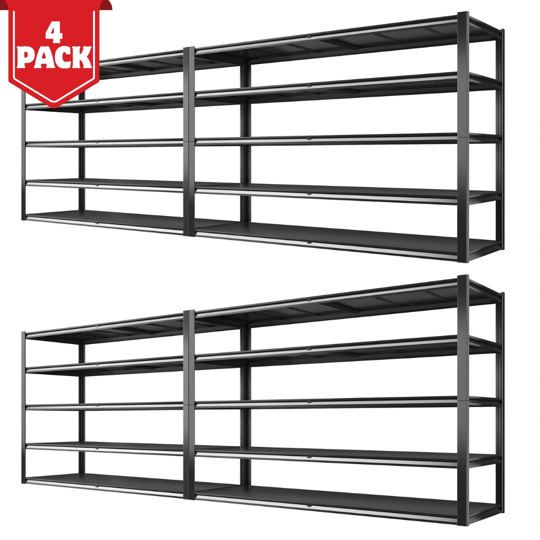 Heavy duty storage rack works well in garages, warehouses, workshops, basements, utility rooms, and other high-capacity storage areas.