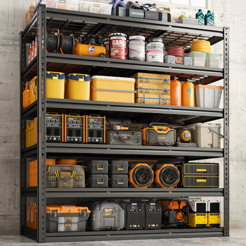 REIBII 48"W Garage Shelving DIY 6-Tiers Adjustable Shelves for Warehouse, Basement