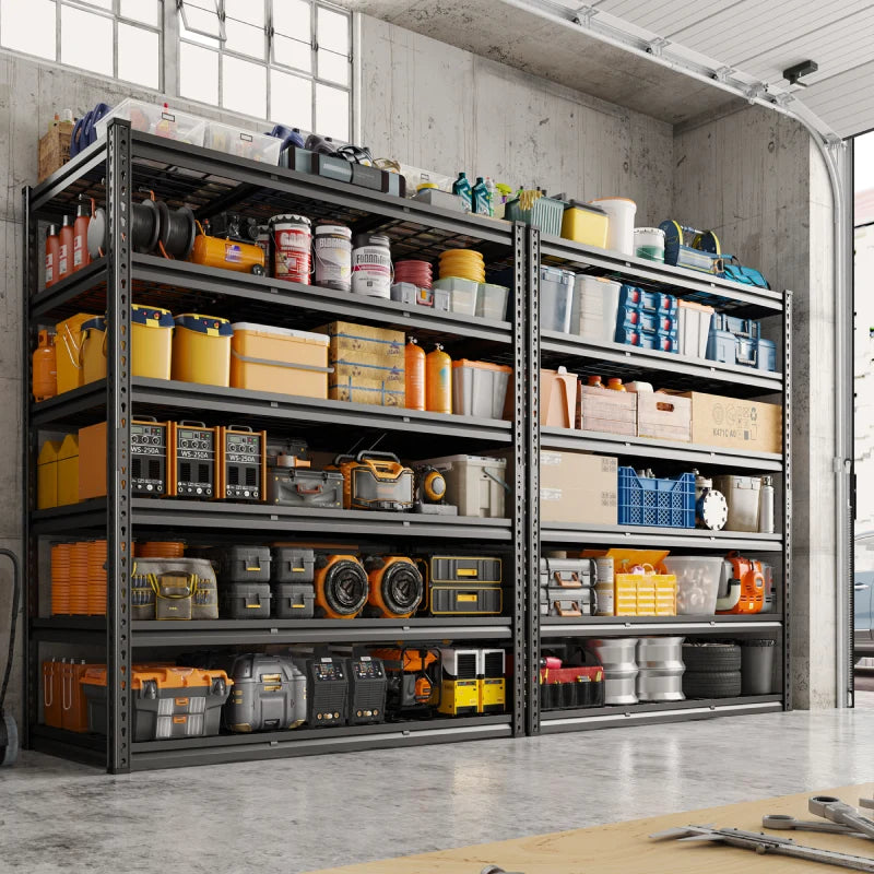 REIBII 48"W Garage Shelving DIY 6-Tiers Adjustable Shelves for Warehouse, Basement
