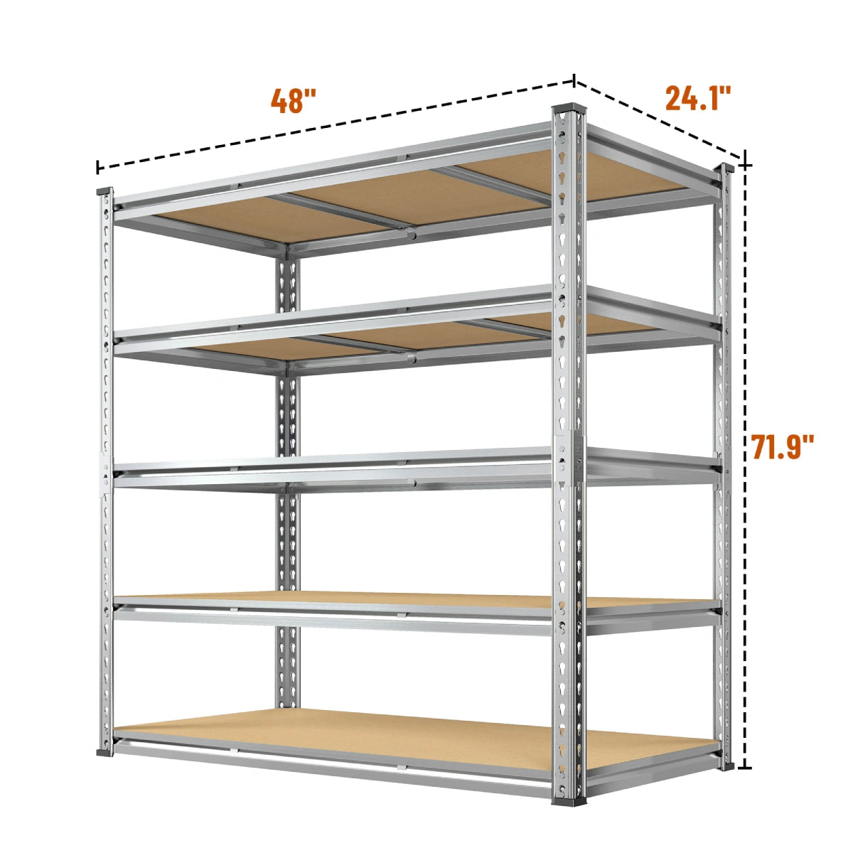 Reibii 48.2" W × 24" D Heavy Duty Garage Shelving Units Load 3000LBS, Adjustable Steel Shelves for Garage Basement Warehouse