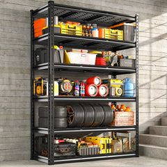 REIBII 48" W 3300 LBS Metal Storage Shelves, 6-Tier Adjustable Heavy Duty Garage Shelving for Workshop, Warehouse & Basement