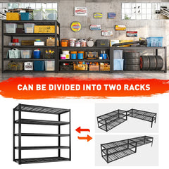 REIBII 48"W Heavy Duty Garage Shelving, 5-Tier Adjustable Storage Shelves Garage, 3000LBS Rust-Proof Storage Shelving for Warehouse, Basement