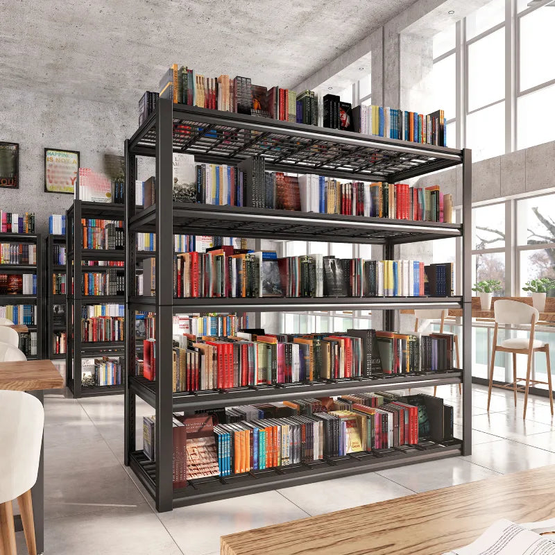 REIBII 48"W Heavy Duty Garage Shelving, 5-Tier Adjustable Storage Shelves Garage, 3000LBS Rust-Proof Storage Shelving for Warehouse, Basement