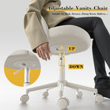 Vanity Chair with Wheels, Velvet Desk Chair, Armless Office Chair, Ergonomic Chair with Lumbar Support for Bedroom