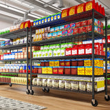 REIBII 55.5"W Wire Shelving Unit With Wheels, 2998Lbs Metal Garage Shelves Adjustable, Wire Shelving Rack for Pantry Kitchen Basement