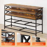 50" TV  Stand  Dresser for Bedroom with 5 Fabric Drawers and Wood Open Shelves for Living Room, Entryway, Closet