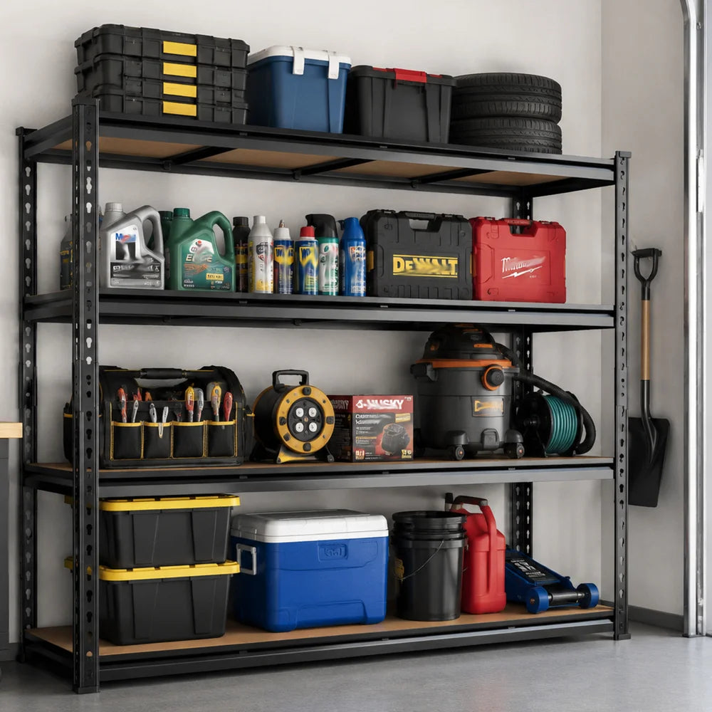 REIBII 60"W x 24"D Heavy Duty Garage Storage Shelves, 3000 lbs Adjustable Storage Rack for Large Bins, Tools, Basement, Warehouse, Workshop & Commercial Storage