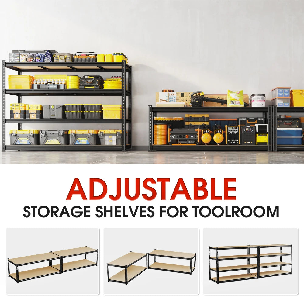 REIBII 60"W x 24"D Heavy Duty Garage Storage Shelves, 3000 lbs Adjustable Storage Rack for Large Bins, Tools, Basement, Warehouse, Workshop & Commercial Storage
