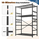 Heavy Duty Storage Shelves with Hooks, 36" Metal Garage Shelving Unit 800lb Capacity
