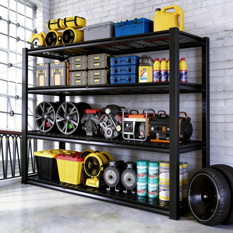 REIBII 4-Shelf Storage Shelves 2550LBS Adjustable Heavy Duty Garage Shelving for Garage Basement