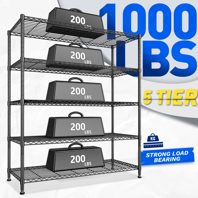  Heavy Duty Storage Shelves, Tall Adjustable Metal Shelving Units with Spider Web Design, Tool-Free Assembly for Garage, Warehouse, Pantry Organization