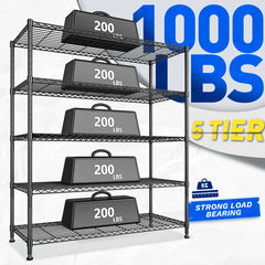  Heavy Duty Storage Shelves, Tall Adjustable Metal Shelving Units with Spider Web Design, Tool-Free Assembly for Garage, Warehouse, Pantry Organization