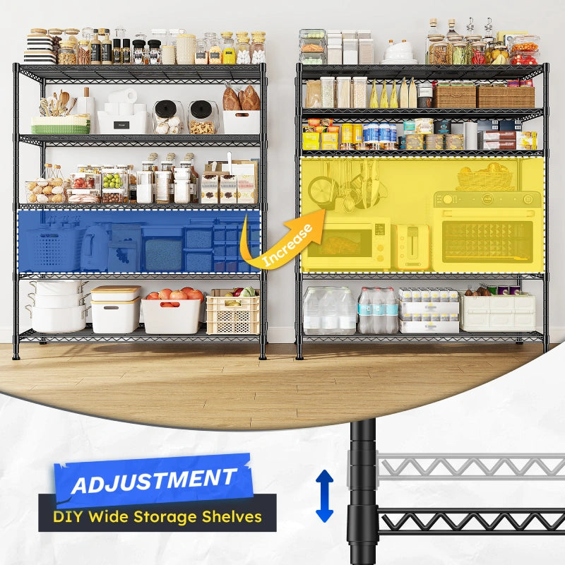  Heavy Duty Storage Shelves, Tall Adjustable Metal Shelving Units with Spider Web Design, Tool-Free Assembly for Garage, Warehouse, Pantry Organization