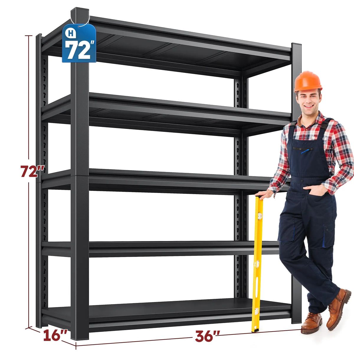 REIBII 36" W 5-Tier Garage Shelving,2650LBS Heavy Duty Adjustable Metal Storage Rack, Ultra-Sturdy Shelving for Garage, Basement & Workshop