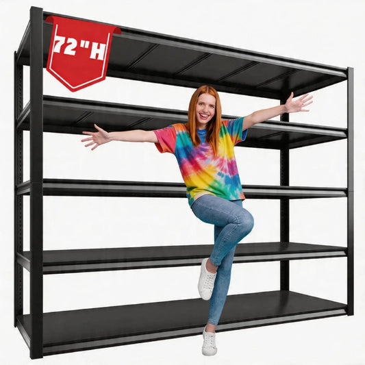 REIBII 5-Tier 72" H Garage Shelving, 3000LBS Adjustable Metal Shelving Unit, Storage Shelves For Warehouse, Basement & Industrial 800
