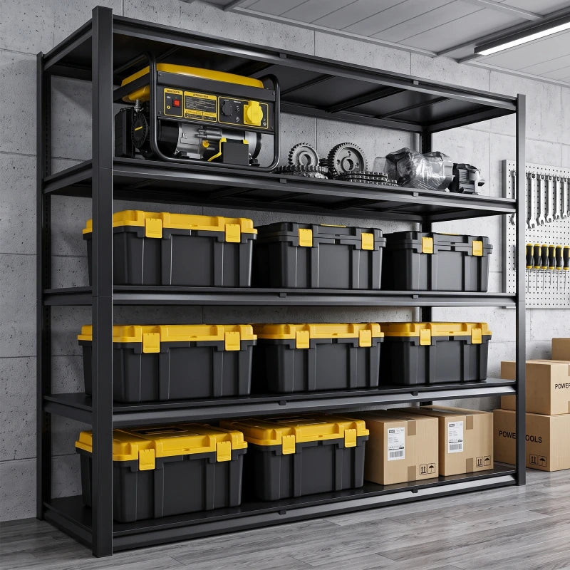 Garage Organization Shelves for Tools and Storage Bins.Stable Industrial Storage Rack for Garage Organization
