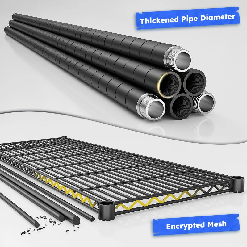  Heavy Duty Storage Shelves, Tall Adjustable Metal Shelving Units with Spider Web Design, Tool-Free Assembly for Garage, Warehouse, Pantry Organization