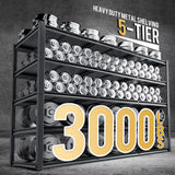 This 5-tier heavy-duty shelving unit has a total load capacity of 3,000 lbs, capable of handling over 95% of storage scenarios.