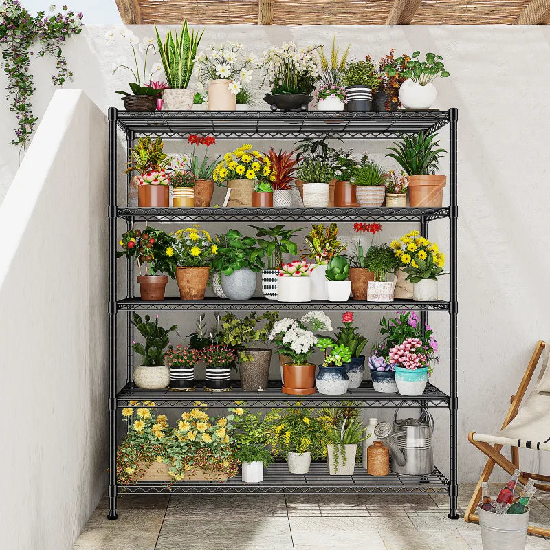  Heavy Duty Storage Shelves, Tall Adjustable Metal Shelving Units with Spider Web Design, Tool-Free Assembly for Garage, Warehouse, Pantry Organization