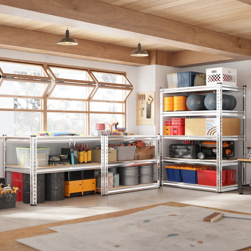 warehouse presentation image, L-shaped combination of 3-tier and 4-tier