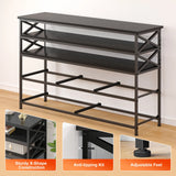 50" TV  Stand  Dresser for Bedroom with 5 Fabric Drawers and Wood Open Shelves for Living Room, Entryway, Closet