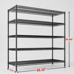 Reibii 55.12″W Wire Storage Shelving, 71″H Heavy Duty Metal Shelves for Garage, Kitchen, Pantry, Basement