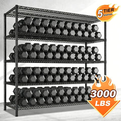 REIBII 55.5"W Wire Shelving Unit With Wheels, 3000Lbs Metal Garage Shelves Adjustable, Wire Shelving Rack for Pantry Kitchen Basement