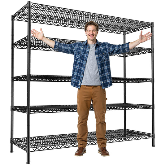 Reibii 55.5"W Wire Shelves,3200 lbs Heavy Duty Storage Shelves, Metal Shelves for Garage Kitchen Basement 2000