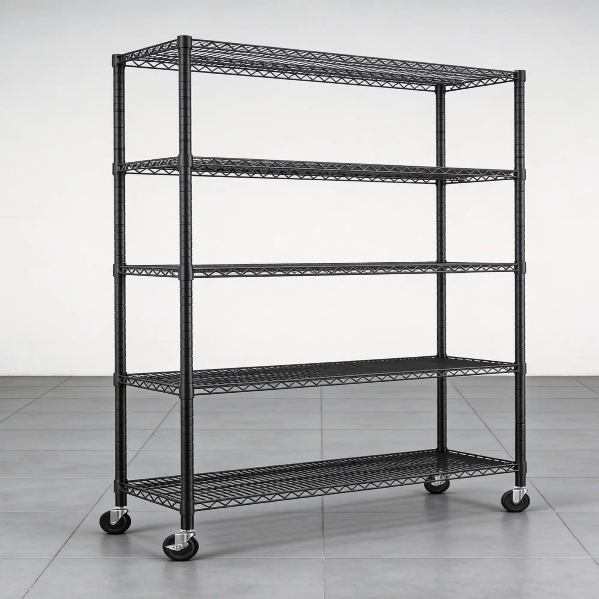 Reibii 56" W × 75.6" H Wire Rack Shelving Units on Wheels, 2550 lbs Adjustable Wire Storage Shelves for Pantry Closet Commercial