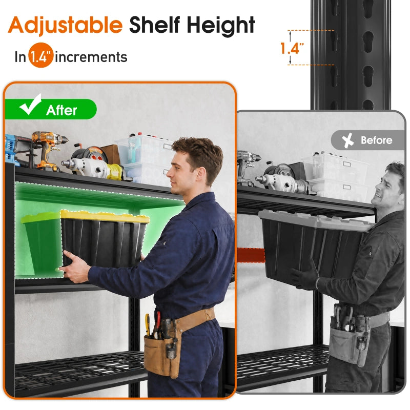 REIBII 59.9"H 4-Tier Industrial Shelves, Adjustable Shelving Units for Garage, Warehouse, Basement & Pantry