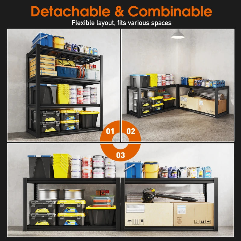 REIBII 59.9"H 4-Tier Industrial Shelves, Adjustable Shelving Units for Garage, Warehouse, Basement & Pantry