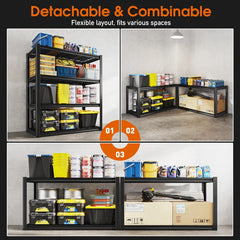REIBII 59.9"H 4-Tier Industrial Shelves, Adjustable Shelving Units for Garage, Warehouse, Basement & Pantry