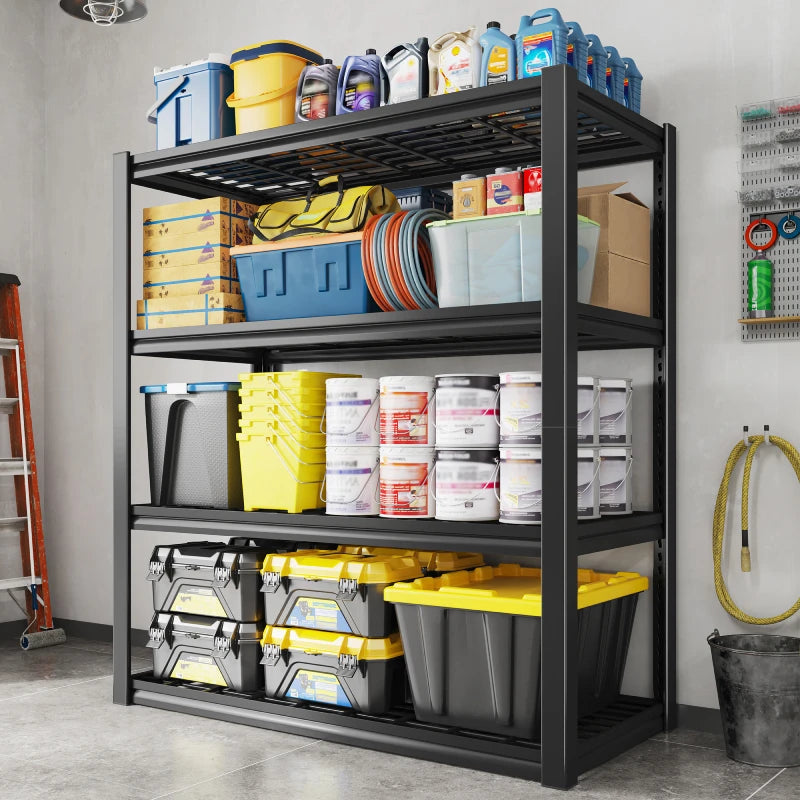 REIBII 59.9"H 4-Tier Industrial Shelves, Adjustable Shelving Units for Garage, Warehouse, Basement & Pantry