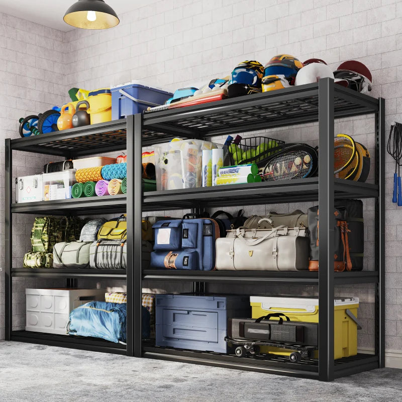 REIBII 59.9"H 4-Tier Industrial Shelves, Adjustable Shelving Units for Garage, Warehouse, Basement & Pantry