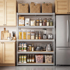 REIBII 40"W Galvanized Metal Shelving Unit, Adjustable Industrial Storage Rack,Heavy Duty Storage Shelves for Pantry, Kitchen, Laundry Room, Garage & Utility Room