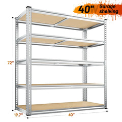 REIBII 40"W Galvanized Metal Shelving Unit, Adjustable Industrial Storage Rack,Heavy Duty Storage Shelves for Pantry, Kitchen, Laundry Room, Garage & Utility Room
