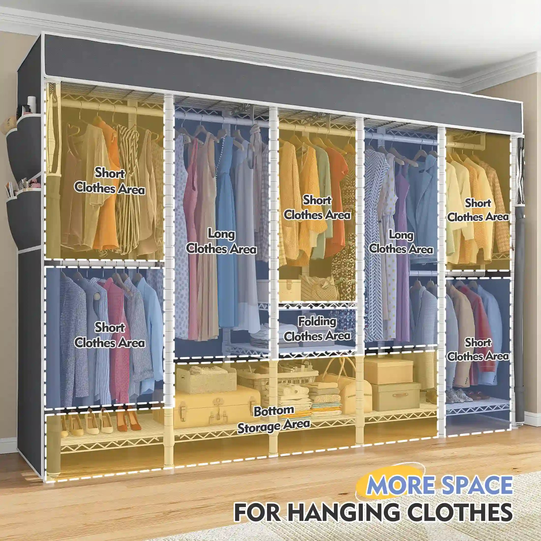 REIBII Clothes Rack, Extendable Clothes Rail Heavy Duty For