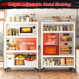 REIBII 59.8"H 4-Tier Rolling Metal Shelving Rack 530LBS Adjustable Shelving Units for Pantry, Kitchen, Basement