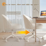 Vanity Chair with Wheels, Velvet Desk Chair, Armless Office Chair, Ergonomic Chair with Lumbar Support for Bedroom