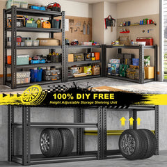REIBII 31.7"W Garage Shelving Unit, Adjustable 5-Tier Metal Shelving Unit, Sturdy Metal Shelving for Basement, Warehouse